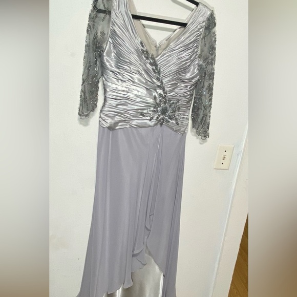 My queen silver FORMAL MODEST MOTHER OF THE BRIDE GROOM DRESS M - Picture 14 of 15